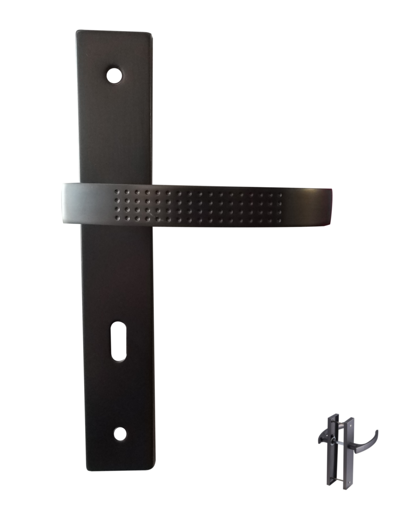 Poignées de porte intérieure Elona noir californien clé Quincadeco