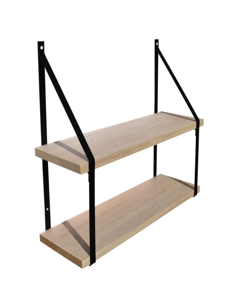 Support étagère murale double Cali 19 noir Quincadeco