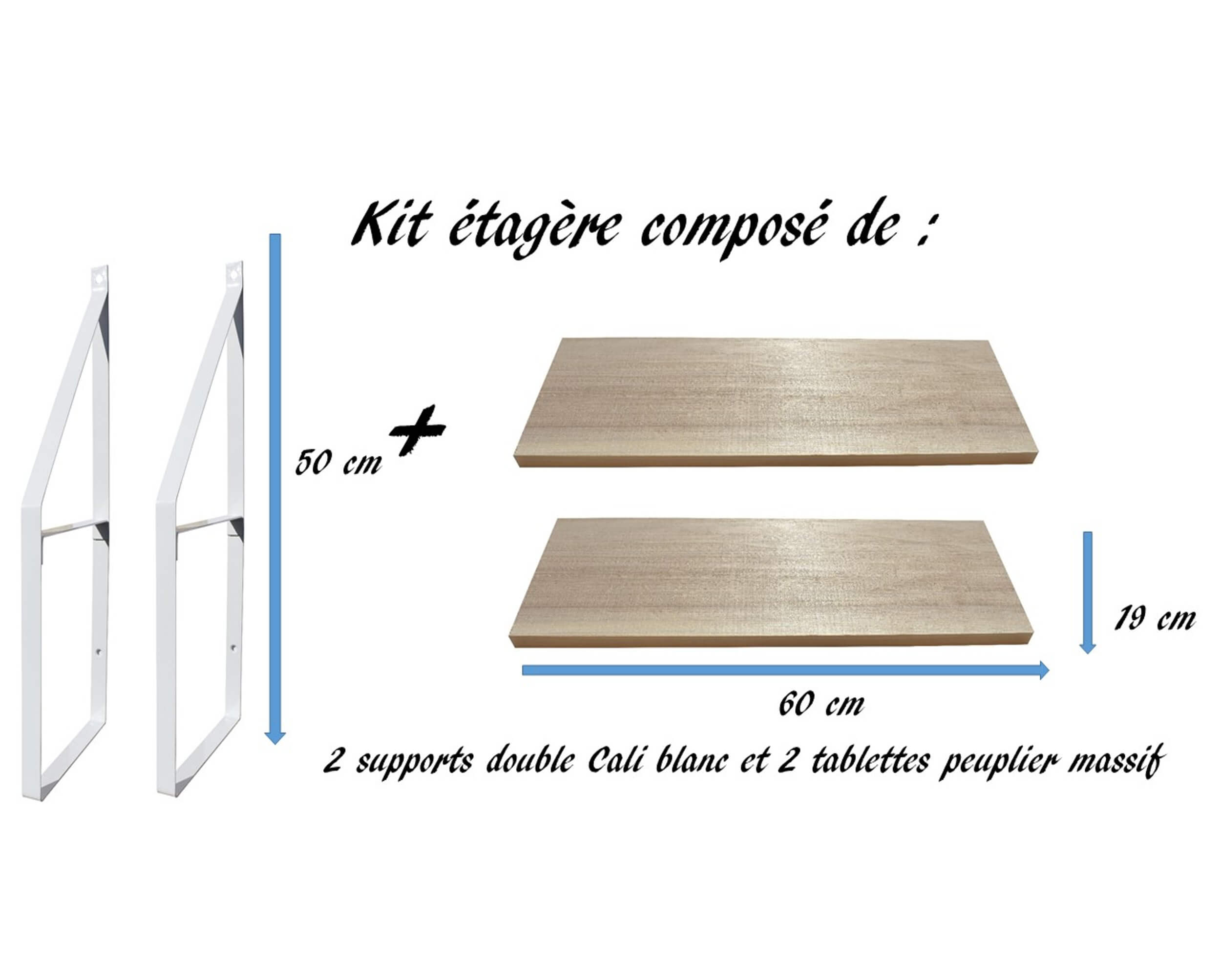 Support étagère murale double Cali 19 blanc