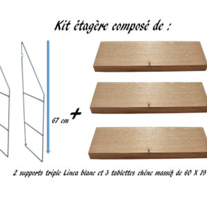 plan kit linea triple blanc tablette chene massif de 60×19