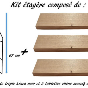 plan kit linea triple noir tablette chene massif de 60×19