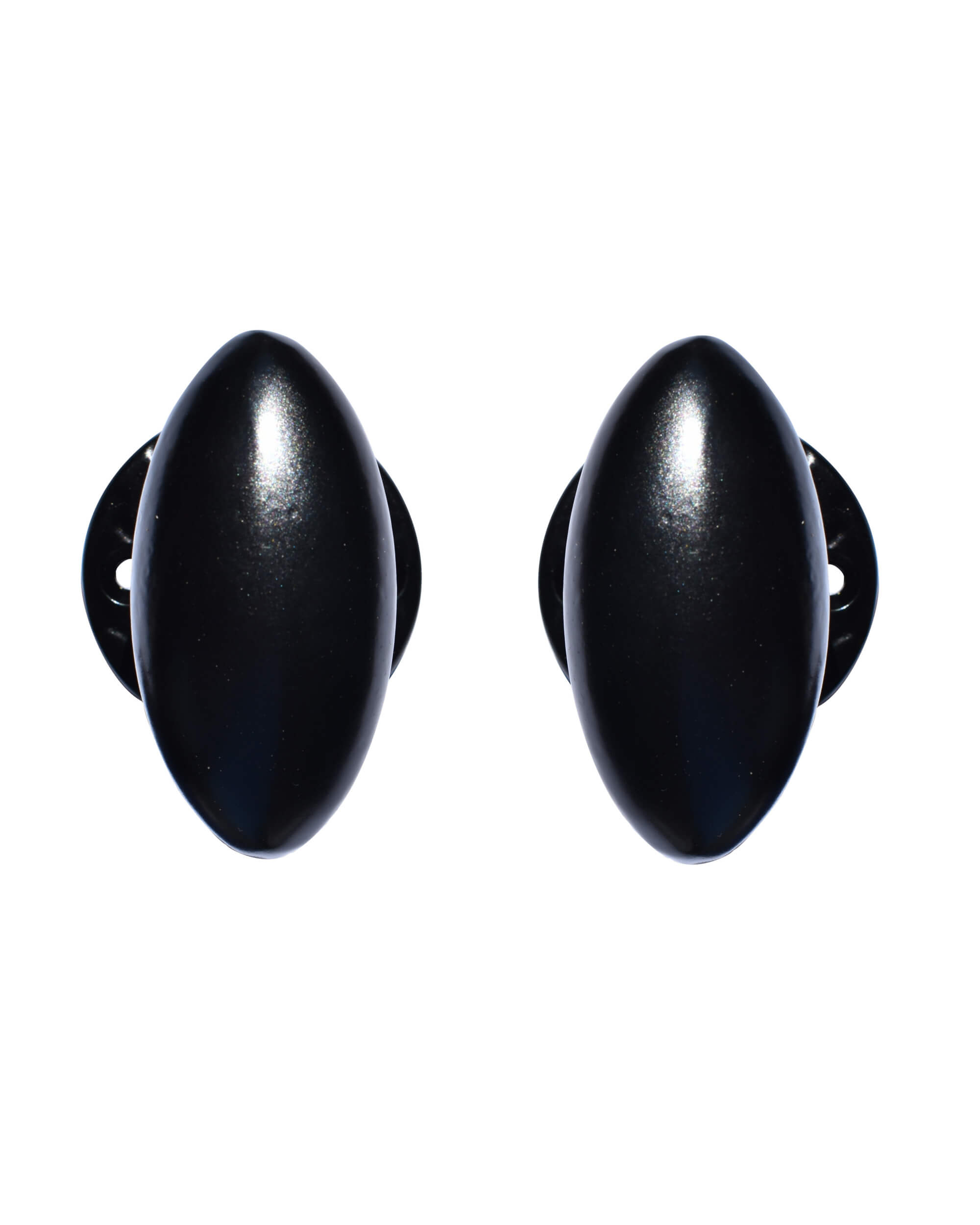 Poignée de porte ovale alu noir sur rosace