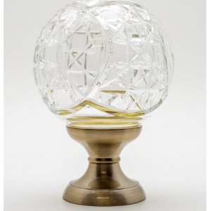 Boule de rampe cristal transparent Mousson pied gris nickel