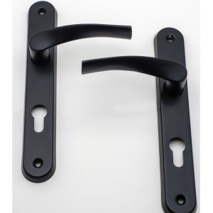 Poignée de porte intérieure Coralie noir trou cylindre Quincadeco