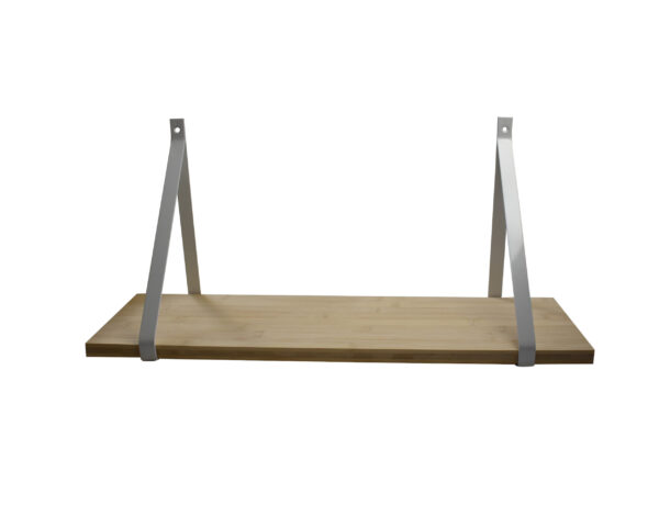 Étagère murale Bambou 60x19 cm avec support métal blanc