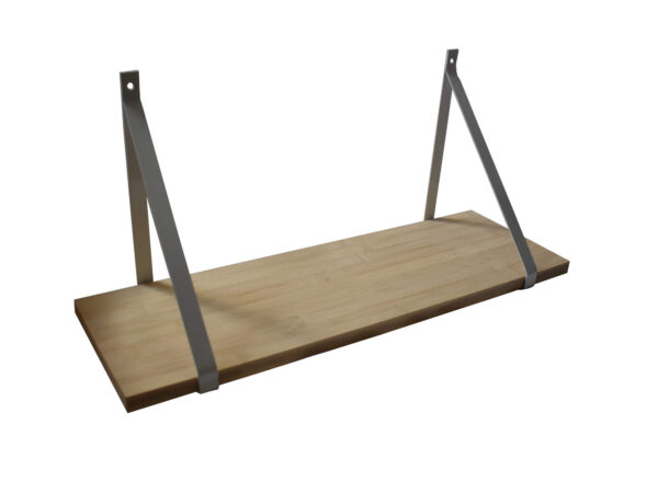Étagère murale Bambou 60x19 cm avec support métal gris