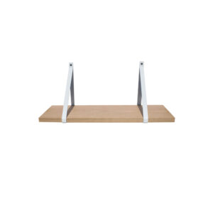 Étagère murale chêne 60 X 19 cm avec support métal blanc