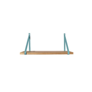 Étagère murale chêne 60 X 19 cm avec support métal bleu turquoise