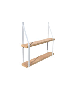 Étagère murale double chêne Cali 10 avec supports métal blanc