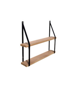 Étagère murale double chêne Cali 10 avec supports métal noir