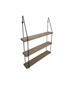 Étagère murale triple chêne 60 x 10 avec supports métal noir