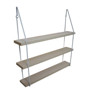 Étagère murale triple bois 60 x 10 avec supports métal blanc