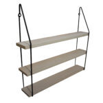 Étagère murale triple bois 60 x 10 avec supports métal noir