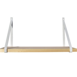 Étagère murale bois 60 X 19 cm avec supports métal blanc