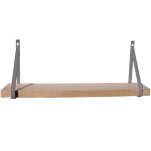 Étagère murale bois 60 X 10 cm avec supports métal gris