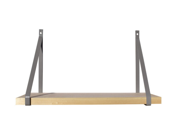 Étagère murale bois 60 X 19 cm avec supports métal gris