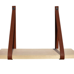 Étagère murale bois 60 X 19 support façon cuir caramel