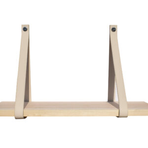 Étagère murale bois 60 X 19 support façon cuir ivoire