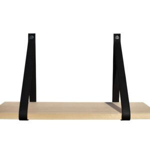 Étagère murale bois 60 X 19 support façon cuir noir
