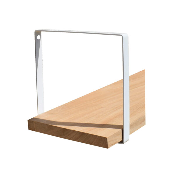 Étagère murale chêne 80 X 19 cm avec support métal carré blanc