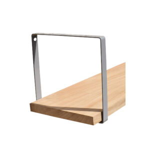 Étagère murale bois 60 X 10 cm avec supports carrés métal gris