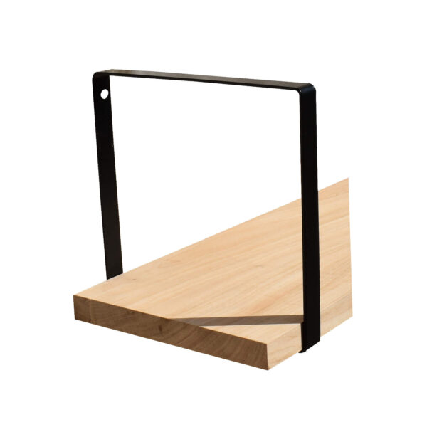 Étagère murale chêne 80 X 19 cm avec support métal carré noir