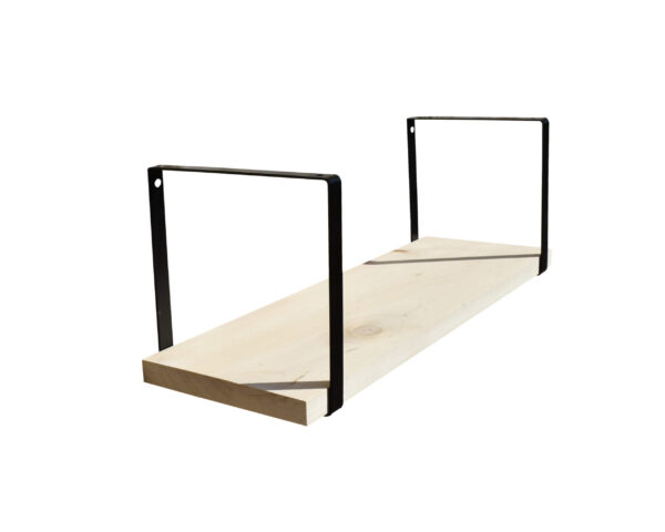 Étagère murale bois 60 X 19 cm avec supports carrés métal noir