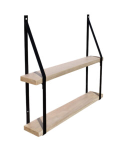Étagère murale double bois Cali 10 avec supports métal noir