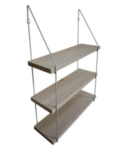 Étagère murale triple bois 60 x 19 avec supports métal blanc