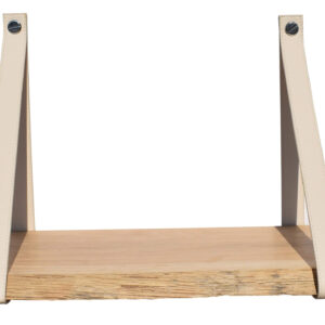 Étagère murale chêne authentique 60 X 19 support façon cuir ivoire