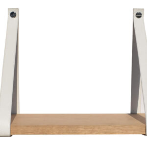 Étagère murale chêne 60 X 19 support façon cuir blanc