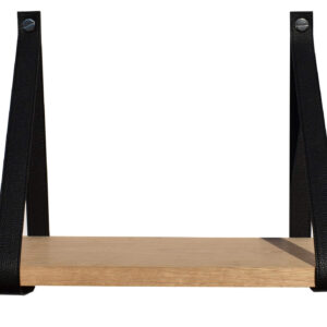 Étagère murale chêne 60 X 19 support façon cuir noir